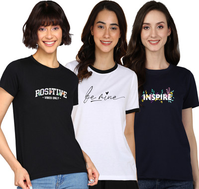 Adyavastram Graphic Print Women Round Neck Multicolor T-Shirt