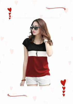 Marvent Dk Women Colorblock Women Round Neck Multicolor T-Shirt