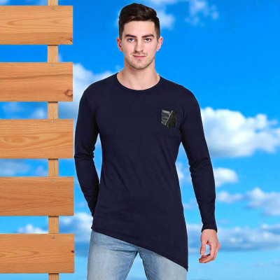 Faricon Trending Solid Men Round Neck Dark Blue T-Shirt