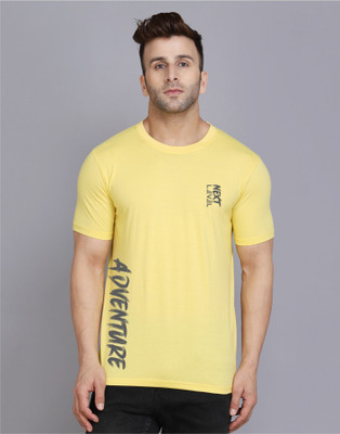 SLOWLORIS Printed Men Round Neck Yellow T-Shirt