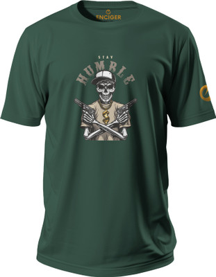 Enciger Printed Men Round Neck Green T-Shirt