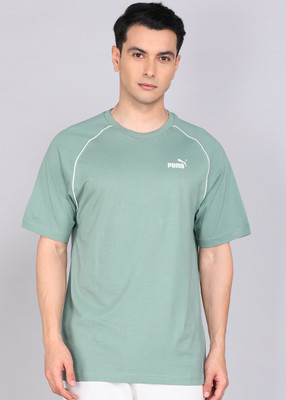 PUMA Colorblock Men Crew Neck Green T-Shirt