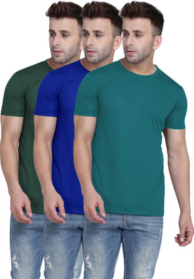TQH Solid Men Round Neck Multicolor T-Shirt