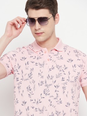 OGEN Printed Men Polo Neck Pink T-Shirt