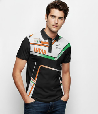 lookswala Graphic Print, Printed Men Polo Neck Multicolor T-Shirt