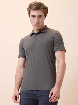 Status Quo Solid Men Polo Neck Light Green T-Shirt