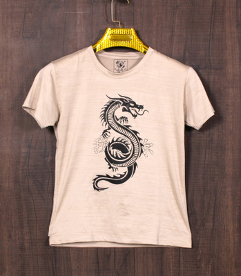 WHITDUCK Printed Men Round Neck Beige T-Shirt