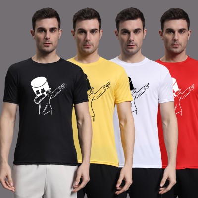 InkTees Graphic Print Men Round Neck Black, Red, Yellow, White T-Shirt