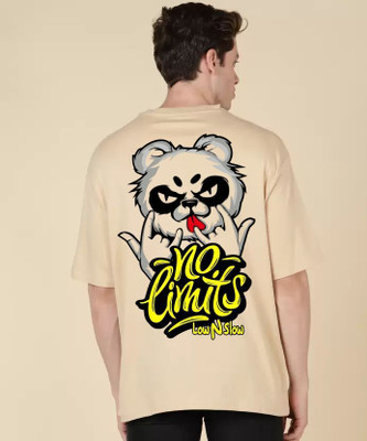 Clickwell Trend Printed, Typography Men Round Neck Beige T-Shirt