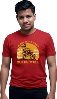 R and S Creations Printed Men Round Neck Black T-Shirt