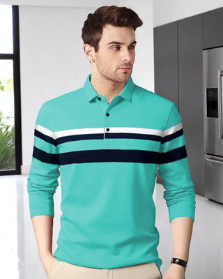 Autna Printed Men Polo Neck Green T-Shirt