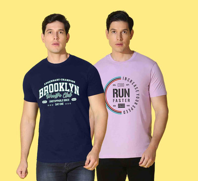WOOSTRO Printed Men Round Neck Multicolor T-Shirt
