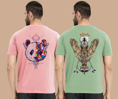 Kasendra Printed Men Round Neck Multicolor T-Shirt