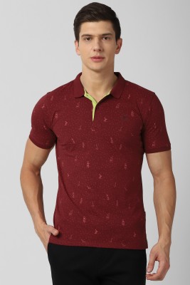 VAN HEUSEN Printed Men Polo Neck Purple T-Shirt