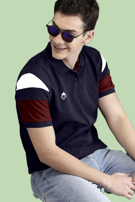 JED ENTERPRICE Colorblock Men Mandarin Collar Multicolor T-Shirt