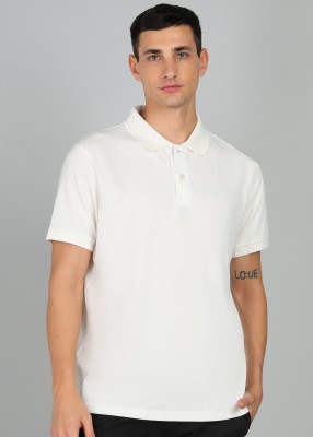 Alan Jones Solid Men Polo Neck White T-Shirt