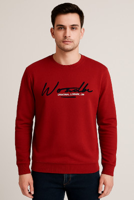 SAND PIPER Typography Men Round Neck Maroon T-Shirt