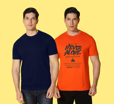 WOOSTRO Graphic Print, Solid Men Round Neck Multicolor T-Shirt