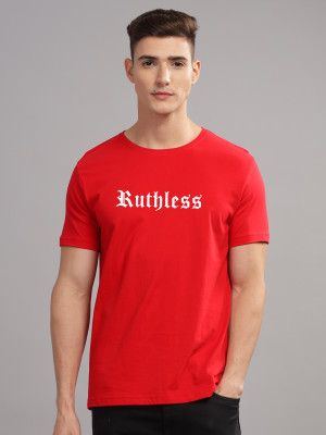 ADRO Printed Men Round Neck Red T-Shirt
