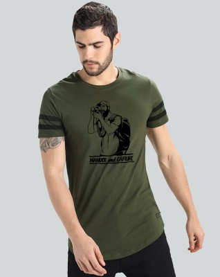 Trends Tower Graphic Print Men Round Neck Green T-Shirt