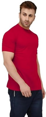 Doyal Collections Solid Men Round Neck Red T-Shirt