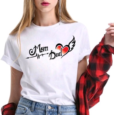 LOOK2BUY Printed, Self Design Women Round Neck White T-Shirt