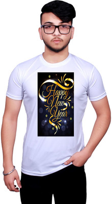 KRYONIX Printed, Typography Men Round Neck White T-Shirt