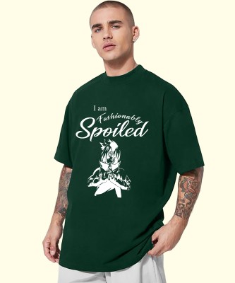 London Hills Printed, Typography Men Round Neck Green T-Shirt