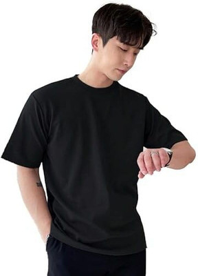 Comio Solid Men Round Neck Black T-Shirt