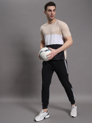 InkTees Solid Men Round Neck Beige T-Shirt