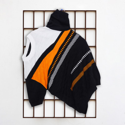 zanskarman Striped Men Polo Neck Black T-Shirt