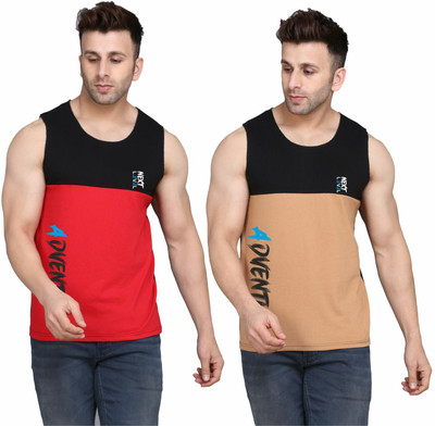 MINISTRY OF FRIENDS Colorblock, Printed Men Round Neck Black, Red, Brown T-Shirt
