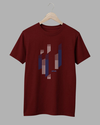 Velvawear Printed Men Round Neck Maroon T-Shirt