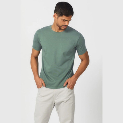 MIT Bharat Solid Men Round Neck Green T-Shirt