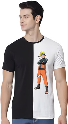 Smrink Printed Men Round Neck Black, White T-Shirt