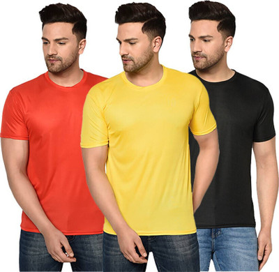 Bhadawar creations Solid Men Round Neck Red, Yellow, Black T-Shirt