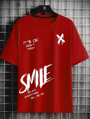 STYLOGUE Printed Men Round Neck Red T-Shirt