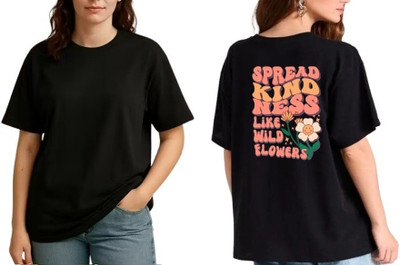 Prinsoo Graphic Print Women Round Neck Black T-Shirt