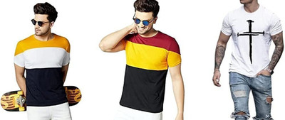 ATTITUDE START OF FASHION Printed Men Round Neck Multicolor T-Shirt