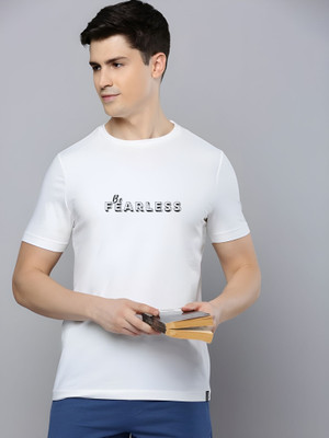 Moda Rapido Self Design Men Round Neck White T-Shirt