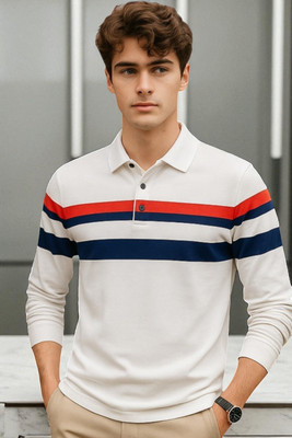 Bolderift Solid Men Polo Neck White T-Shirt