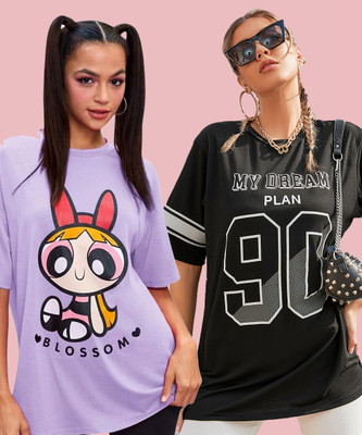 DreamBe Printed Women Round Neck Multicolor T-Shirt