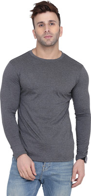 New Trends Collection Solid Men Round Neck Grey T-Shirt