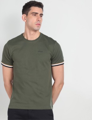 Arrow Sport Solid Men Crew Neck Green T-Shirt