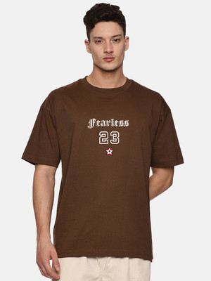 Chill Factor Printed Men Round Neck Brown T-Shirt