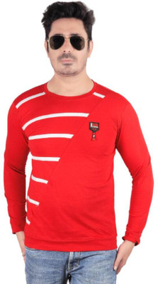 RDS ENTERPRISES Striped Men Round Neck Red T-Shirt