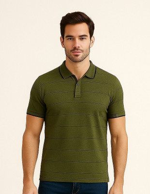 Fabc Solid Men Polo Neck Green T-Shirt