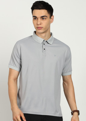 FUBAR Solid Men Polo Neck Grey T-Shirt