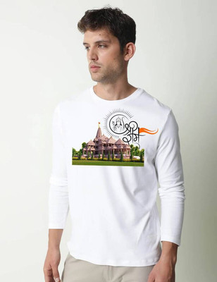 GP GARMENTS Printed Men Round Neck White T-Shirt