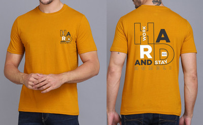 WOOSTRO Typography Men Round Neck Yellow T-Shirt